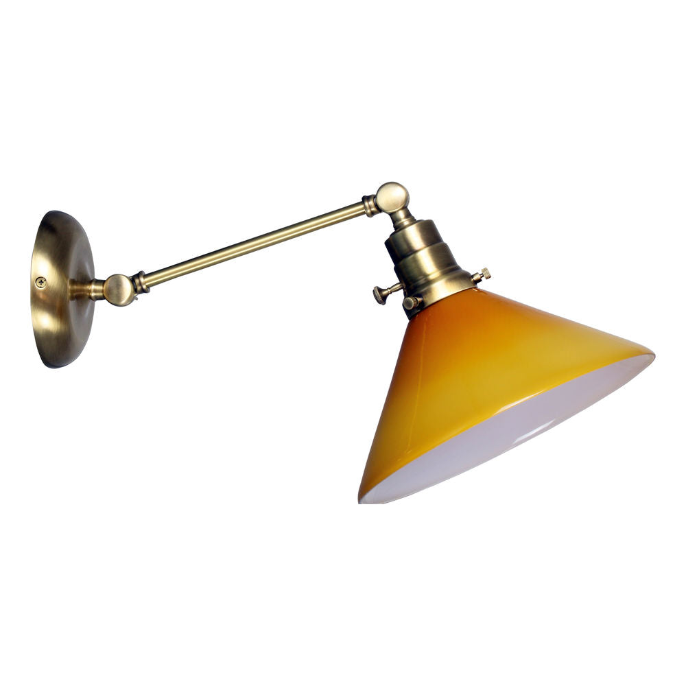 10-inch Otis Antique Brass Direct Wire Wall Swing Lamp Amber Shade
