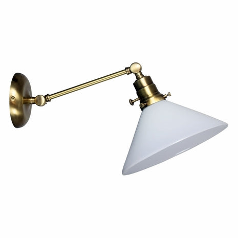 10-inch Otis Antique Brass Direct Wire Wall Swing Lamp White Shade