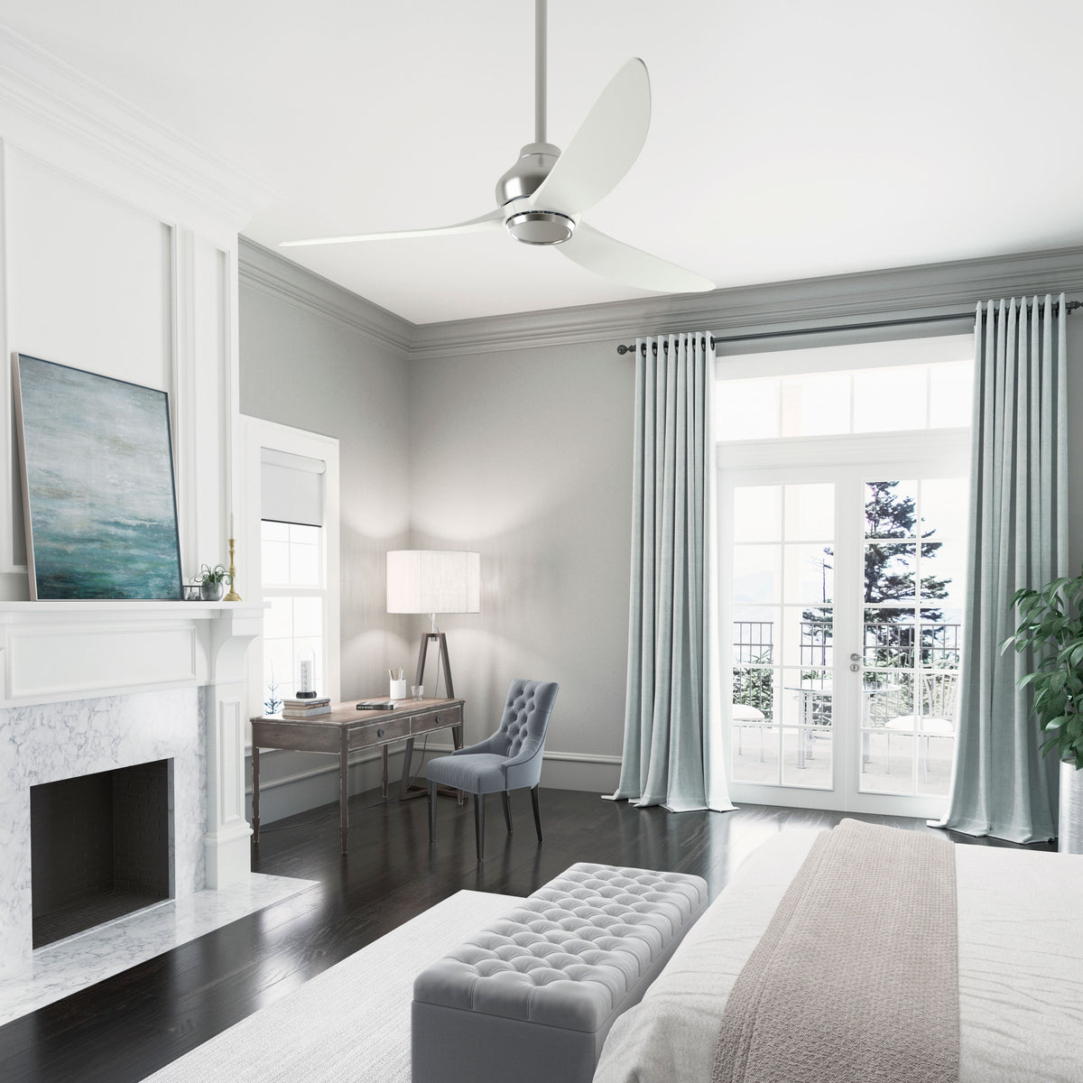 Casablanca 52 inch Eyla ENERGY STAR® Brushed Nickel Ceiling Fan and Wall Control and Handheld Remote