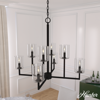 Hepburn 48-inch 6-light Matte Black Chandelier with Cased White Glass