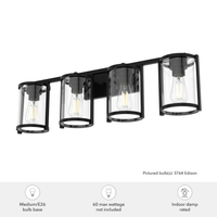 Astwood 33.25-inch 4-light Matte Black Vanity Light with Clear Glass