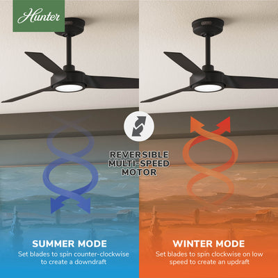 44 inch Zentech Wi-Fi ENERGY STAR® Matte Black Damp Rated Ceiling Fan with LED Light Kit and Handheld Remote
