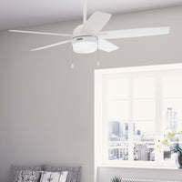 52 inch Anisten Fresh White Ceiling Fan with LED Light Kit and Pull Chain