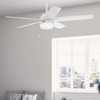 52 inch Anisten Fresh White Ceiling Fan with LED Light Kit and Pull Chain