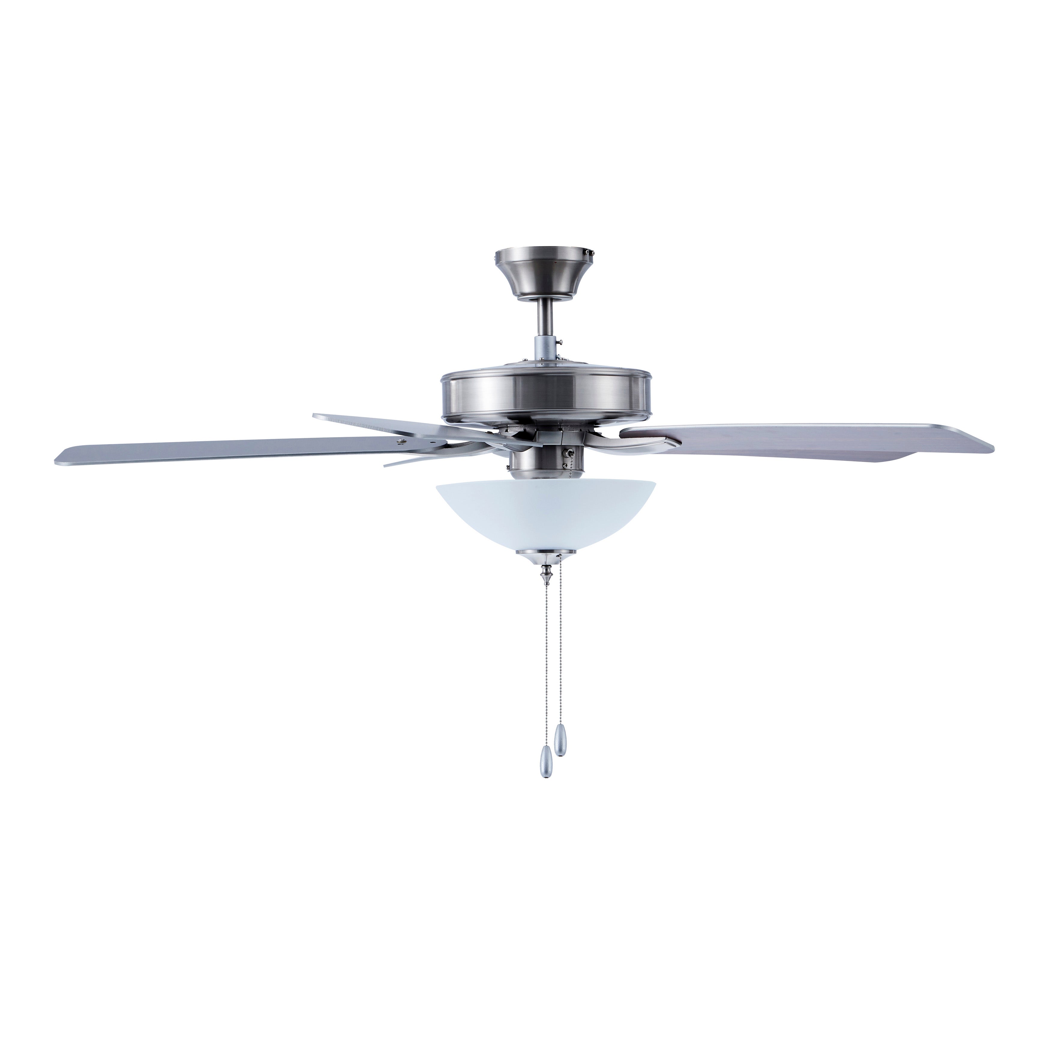 52 Inch Kintrel AC Brushed Nickel Indoor Ceiling Fan 5-Blade 2 Lights Reversible