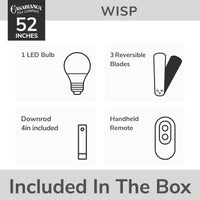 Casablanca 52 inch Wisp Noble Bronze Ceiling Fan with LED Light Kit and Handheld Remote