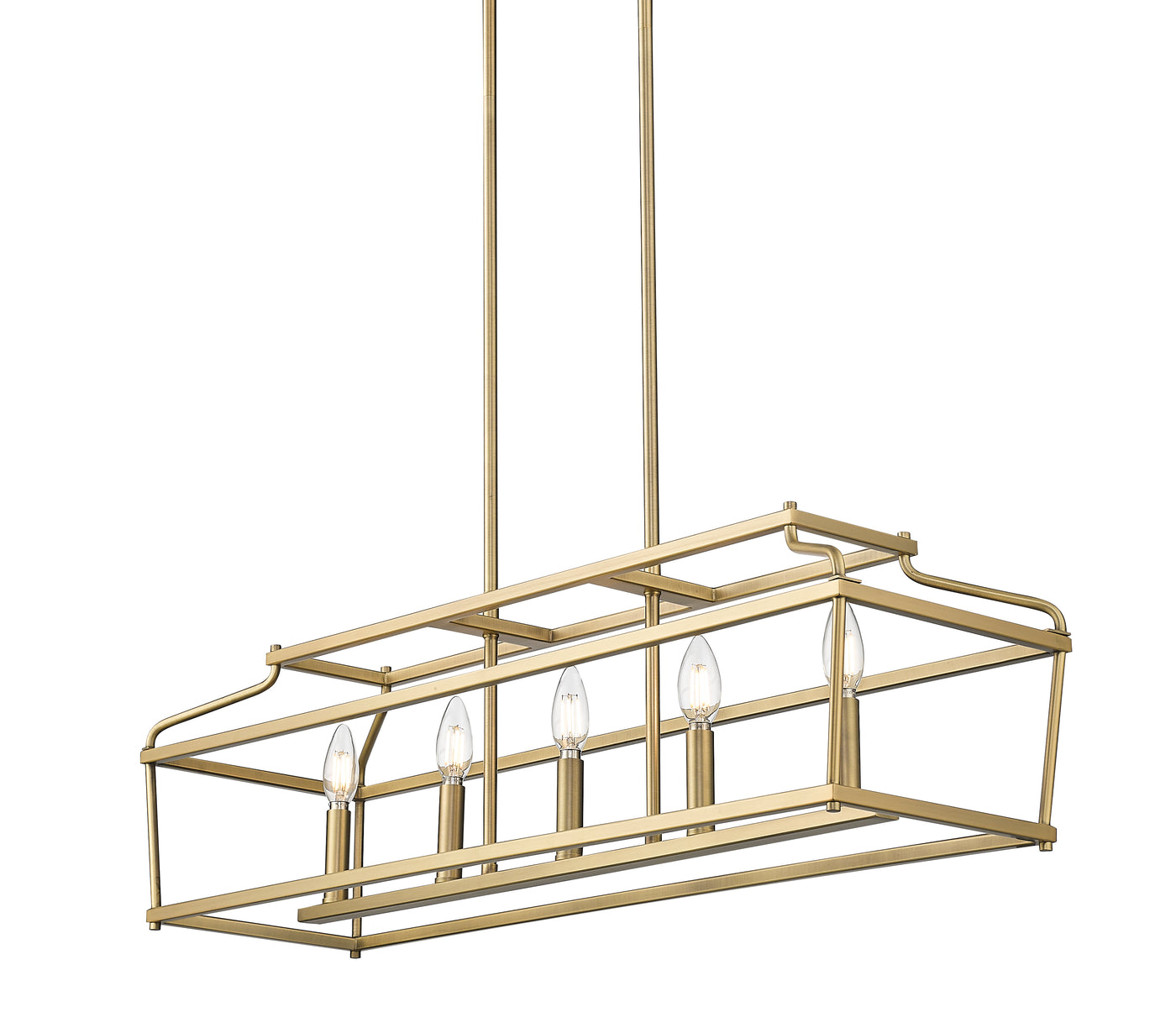 10.75'' Nellita Vintage Brass 5 Light Linear Chandelier