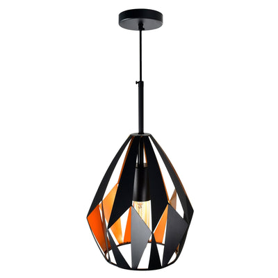 Oxide 1 Light 16in Black Pendant Light with Copper Down Design