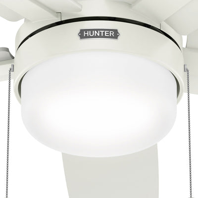 52 inch Anisten Fresh White Low Profile Ceiling Fan with LED Light Kit and Pull Chain