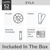 Casablanca 52 inch Eyla ENERGY STAR® Luxe Gold Damp Rated Ceiling Fan and Wall Control and Handheld Remote