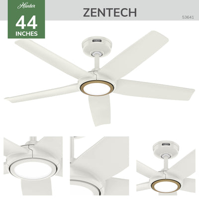 44 inch Zentech Wi-Fi ENERGY STAR® Fresh White LED Damp Rated Ceiling Fan Handheld Remote