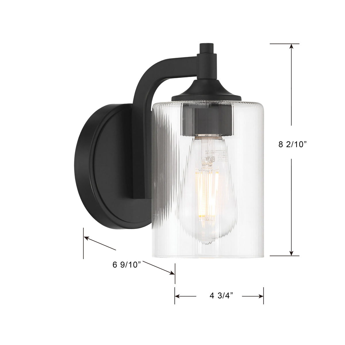 5'' Ryehouse Matte Black 1 Light Wall Sconce