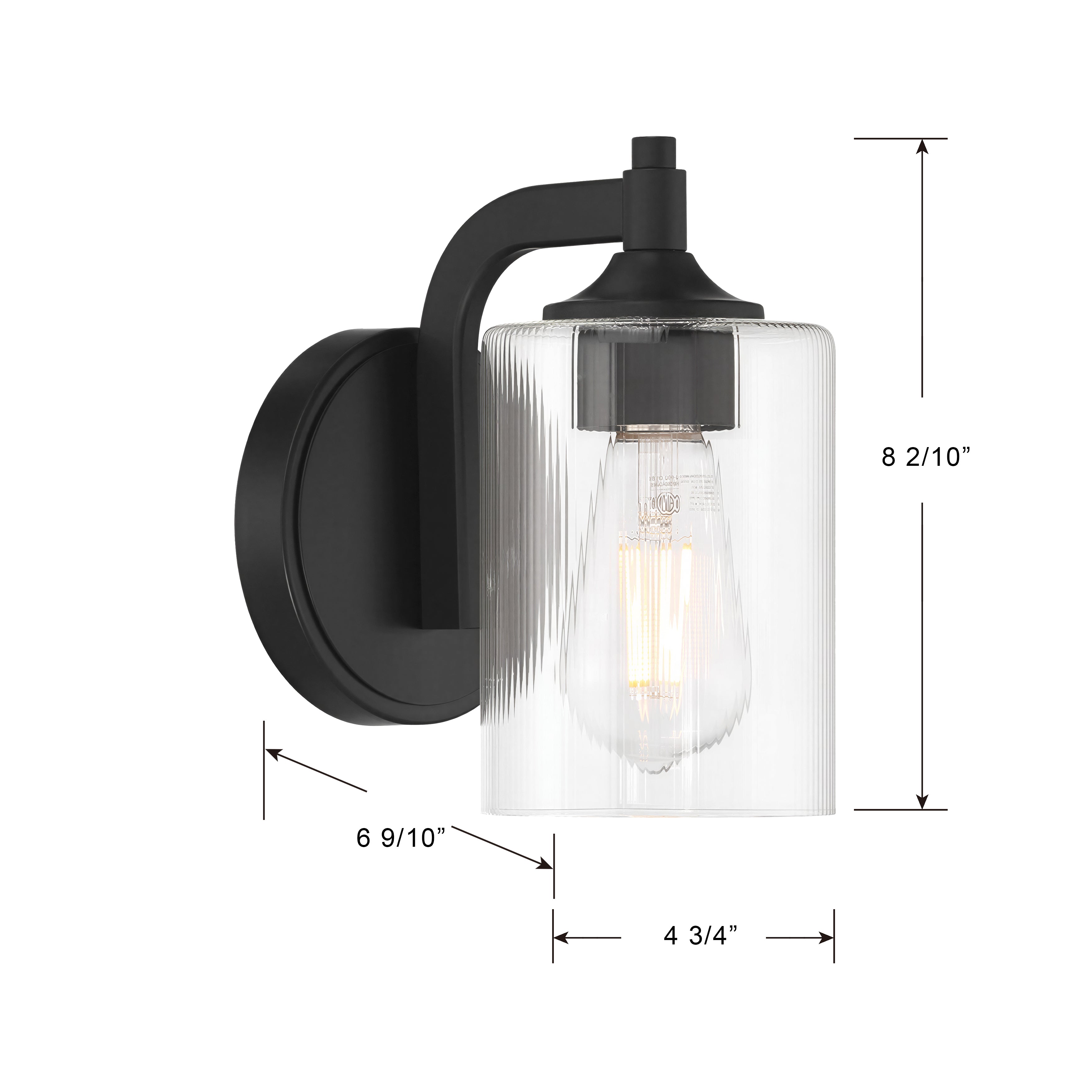 5'' Ryehouse Matte Black 1 Light Wall Sconce