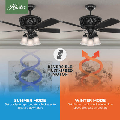 54 inch Promenade ENERGY STAR® Gloss Black Ceiling Fan with LED Light Kit and Handheld Remote