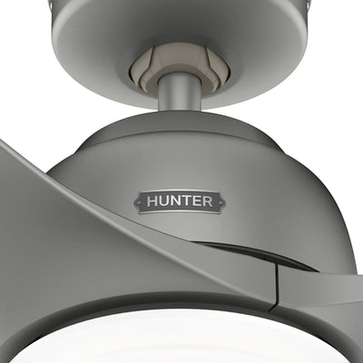 52 inch Gallegos Matte Silver Damp Rated Ceiling Fan with LED Light Kit and Wall Control