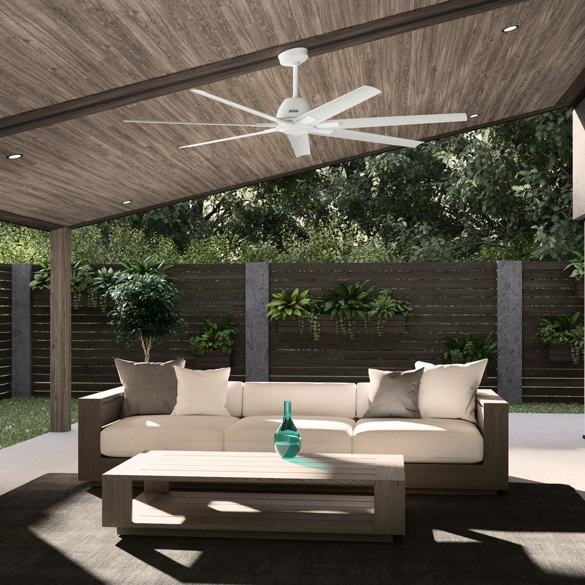 72 inch Downtown ENERGY STAR® Matte White Damp Rated Ceiling Fan and Wall Control