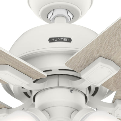 44 inch Crystal Peak Matte White Ceiling Fan with LED Light Kit and Pull Chain