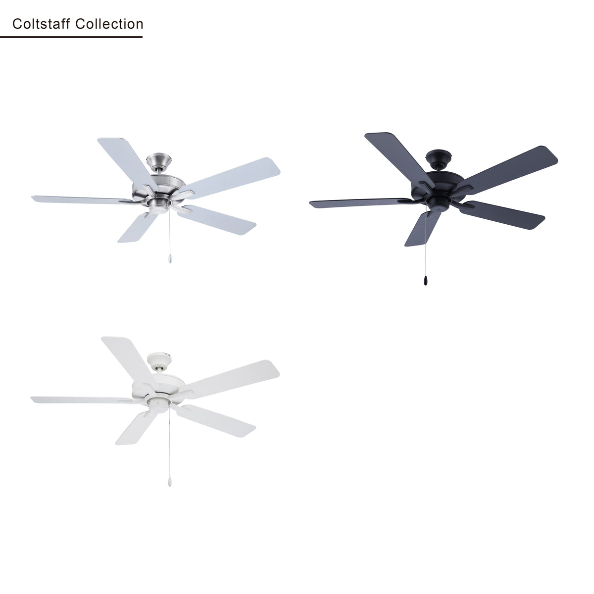 52 Inch Coltstaff AC Alabaster White Indoor Ceiling Fan 5-Blade Reversible