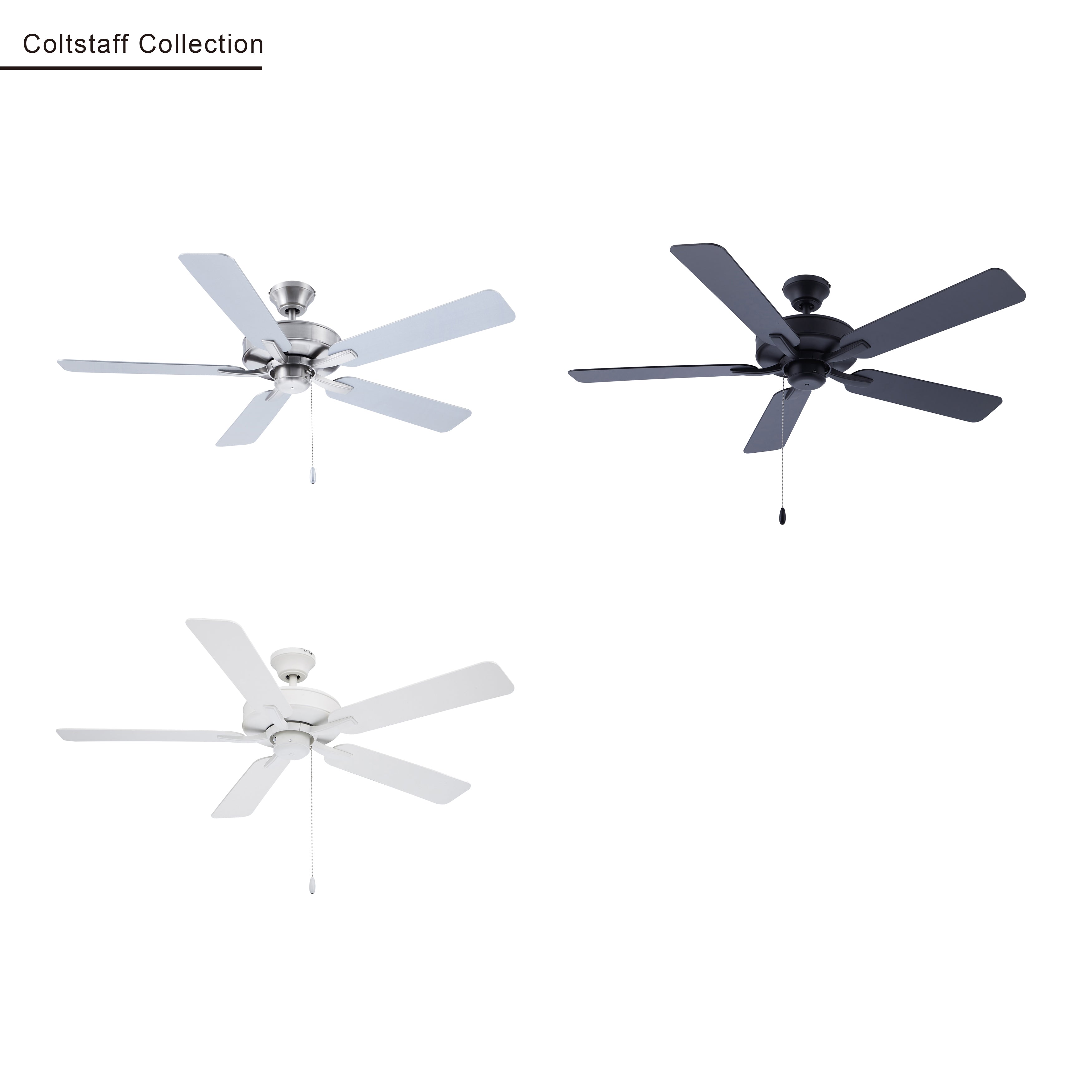 52 Inch Coltstaff AC Alabaster White Indoor Ceiling Fan 5-Blade Reversible