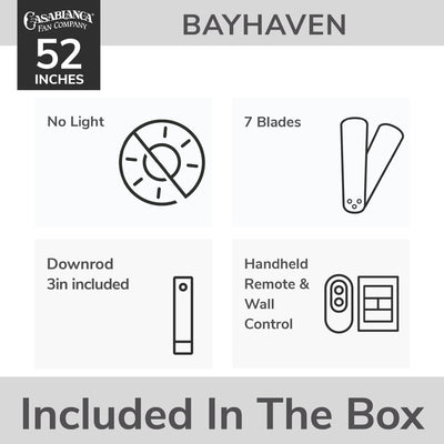 Casablanca 72 inch Bayhaven ENERGY STAR® Alturas Gold Damp Rated Ceiling Fan and Wall Control and Handheld Remote