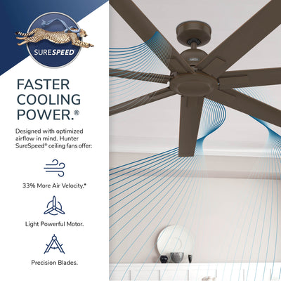 72 inch Downtown ENERGY STAR® Matte Bronze Damp Rated Ceiling Fan and Wall Control