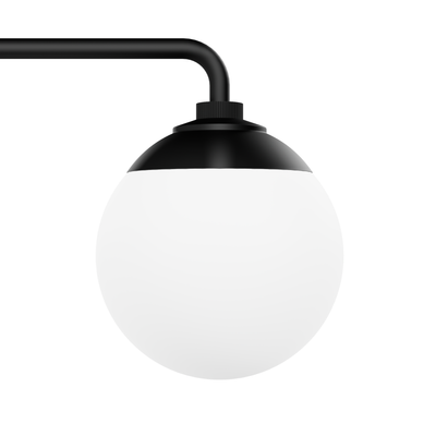 Hepburn 25-inch 3-light Matte Black Vanity Light with Cased White Glass