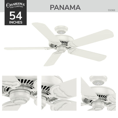 Casablanca 54 inch Panama Fresh White Ceiling Fan and Wall Control