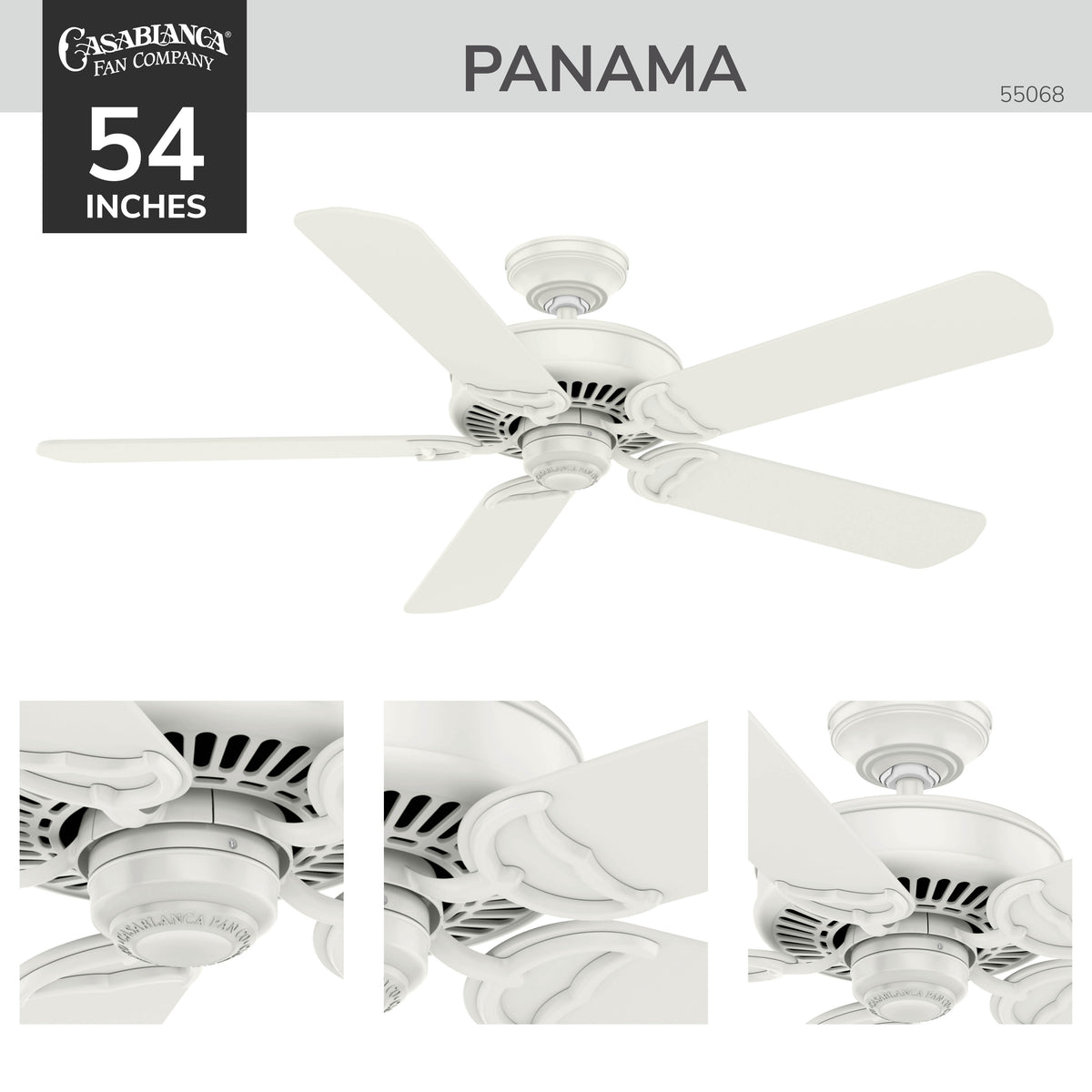 Casablanca 54 inch Panama Fresh White Ceiling Fan and Wall Control