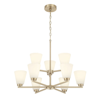 28.5-inch Strayhan Modern Gold 9-Light White Frosted Glass Chandelier