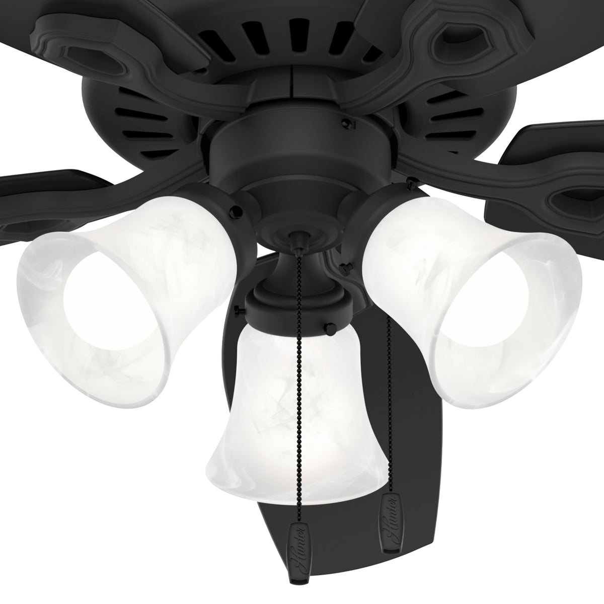 52 inch Builder Matte Black Ceiling Fan with LED Light Kit and Pull Chain