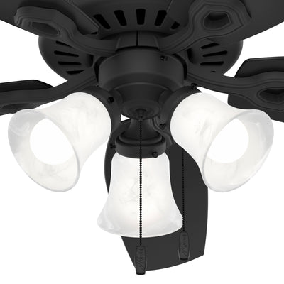 52 inch Builder Matte Black Ceiling Fan with LED Light Kit and Pull Chain