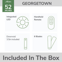 52 inch Georgetown ENERGY STAR® HunterExpress Matte Black Ceiling Fan with LED Light Kit and Handheld Remote