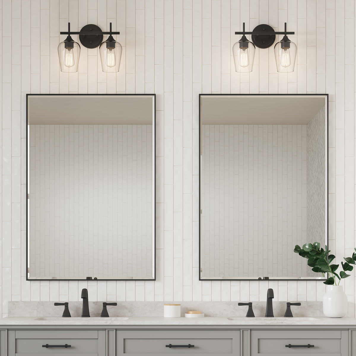 13.75'' Ashford Matte Black 2 Light Bath Vanity