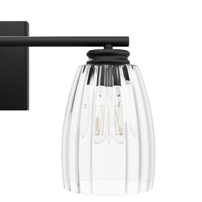 Rossmoor 21-inch 3-light Matte Black Vanity Light with Clear Fluted Glass