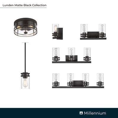 7.75'' Lunden Matte Black 1 Light Mini Pendant