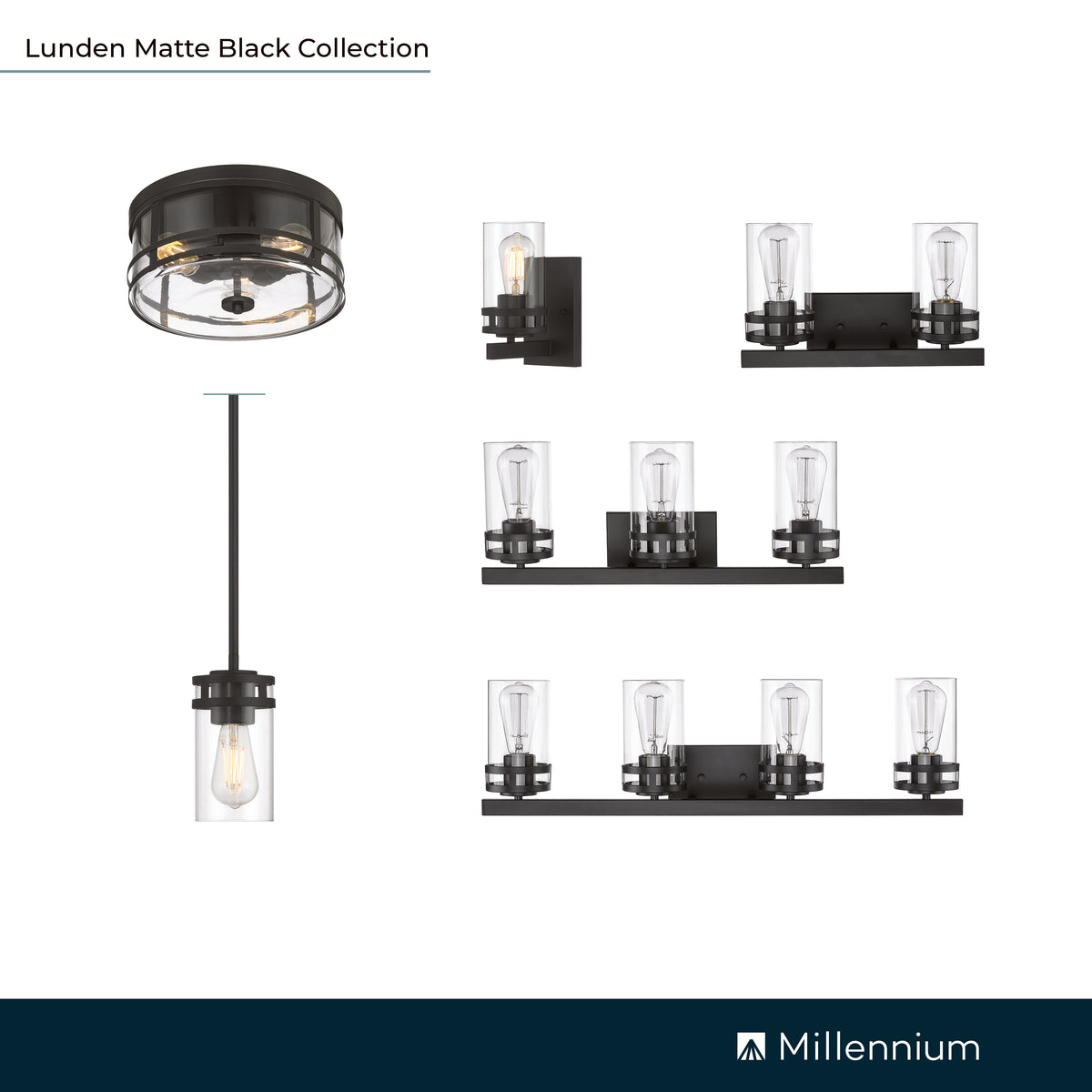 30.25'' Lunden Matte Black 4 Light Bath Vanity