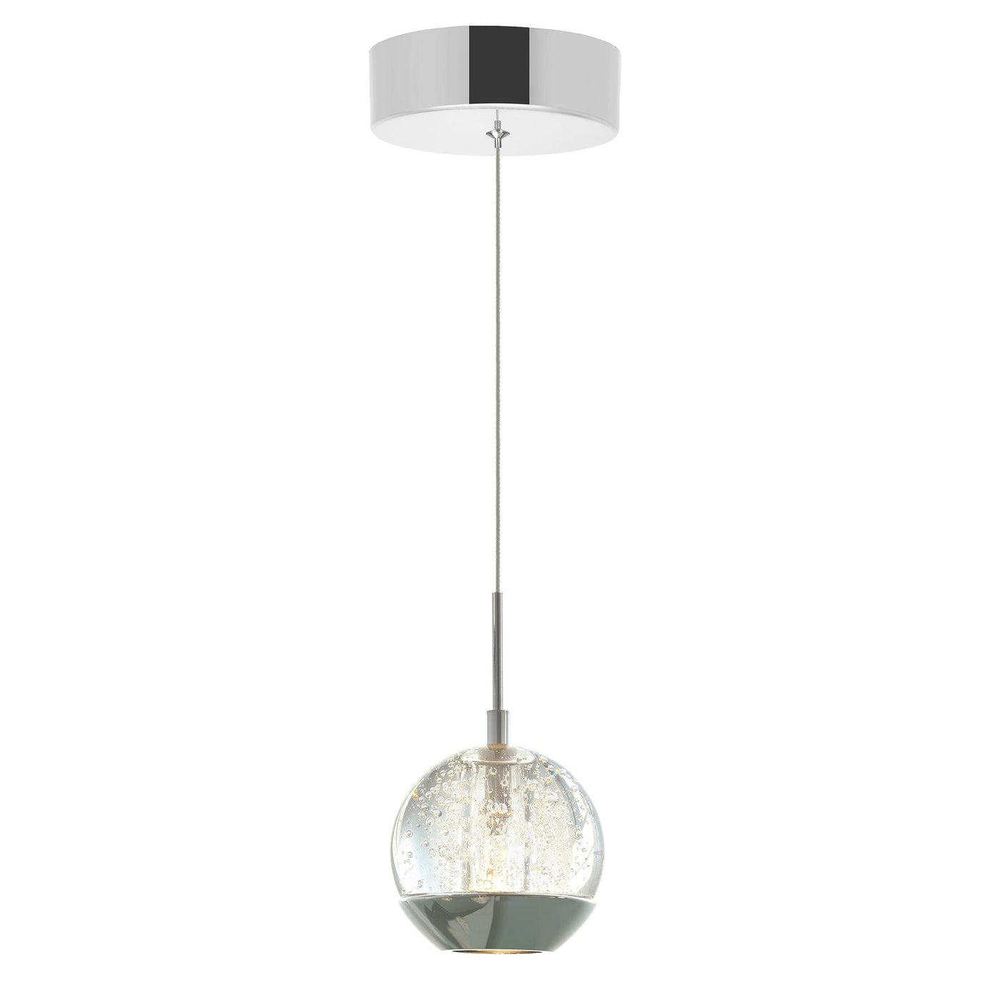 Perrier 1 Light 5 Inch Chrome Pendant with Frosted Globe