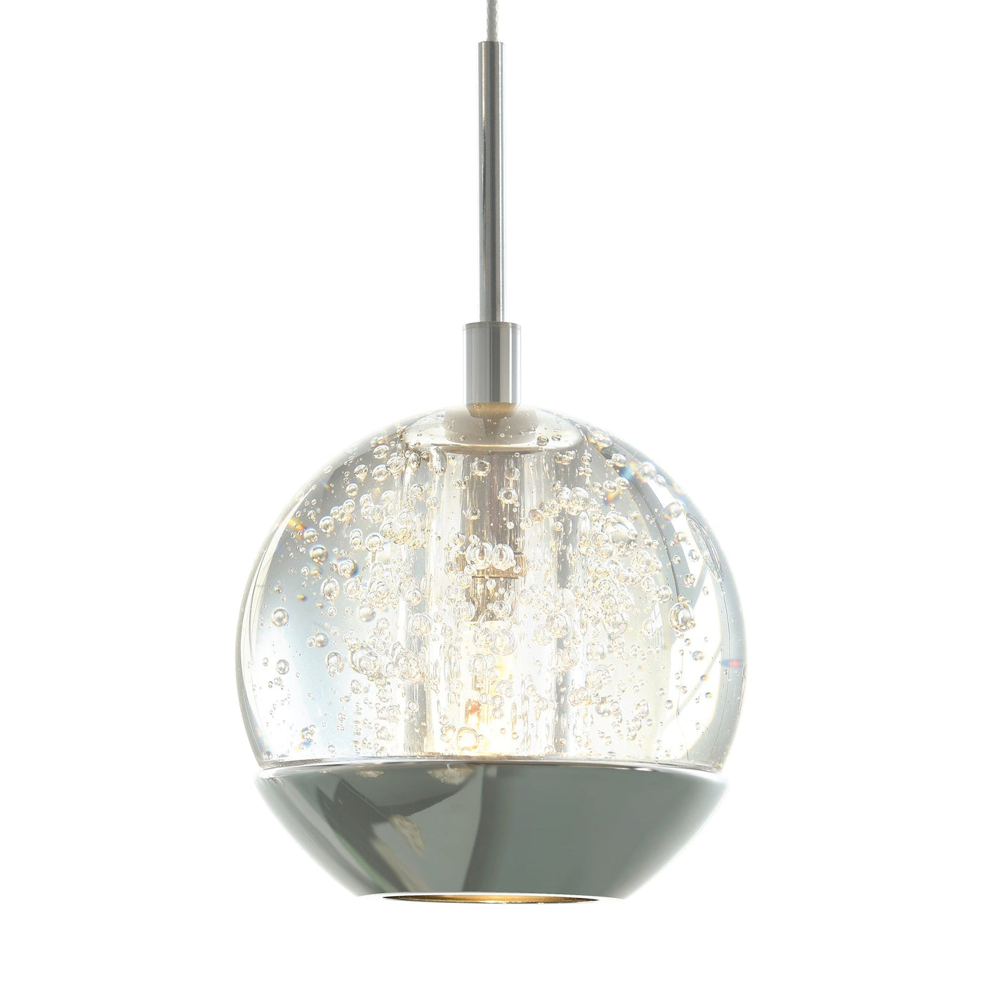 Perrier 1 Light 5 Inch Chrome Pendant with Frosted Globe