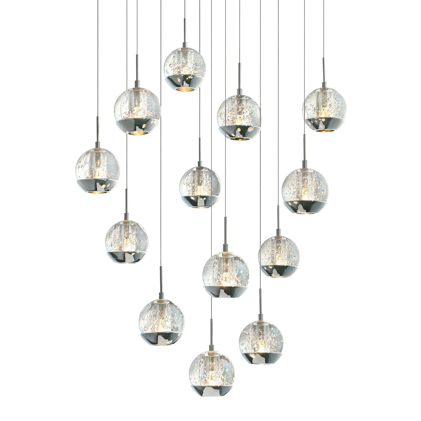 Perrier 13 Light 24 Inch Chrome Pendant with Frosted Globes