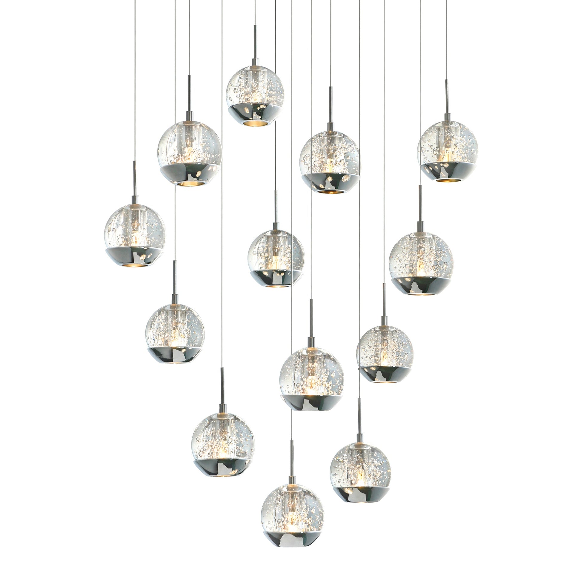 Perrier 13 Light 24 Inch Chrome Pendant with Frosted Globes