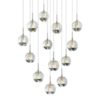 Perrier 13 Light 24 Inch Chrome Pendant with Frosted Globes