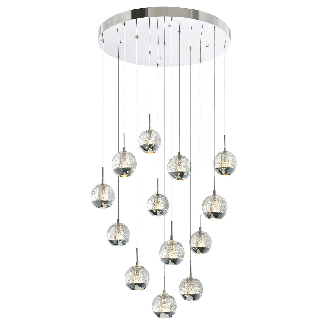 Perrier 13 Light 24 Inch Chrome Pendant with Frosted Globes