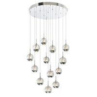 Perrier 13 Light 24 Inch Chrome Pendant with Frosted Globes