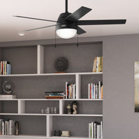 52 inch Anslee Matte Black Ceiling Fan with LED Light Kit and Pull Chain