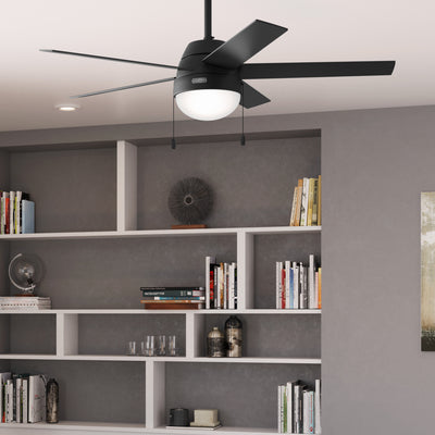 52 inch Anslee Matte Black Ceiling Fan with LED Light Kit and Pull Chain