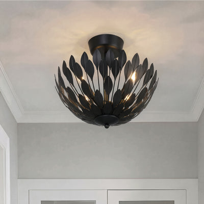 12.75'' Merylmint Matte Black 4 Light Semi-Flush Mount