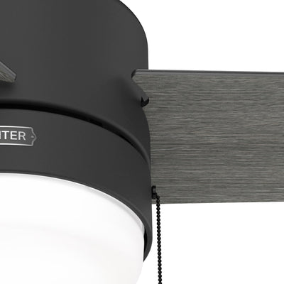 52 inch Brunner Matte Black Low Profile Ceiling Fan with LED Light Kit and Pull Chain