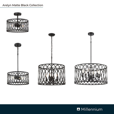6.5'' Arelyn Matte Black 2 Light Pendant