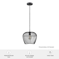 Redding 12-inch 1-light Matte Black Industrial Pendant with Matte Black Metal Shade