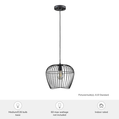 Redding 12-inch 1-light Matte Black Industrial Pendant with Matte Black Metal Shade
